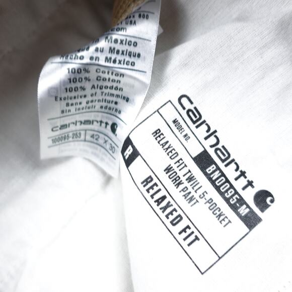 Carhartt Work Pants Men's 42x30 Relaxed Fit Twill 5-Pocket Dark Khaki BN0095-M - Picture 5 of 10